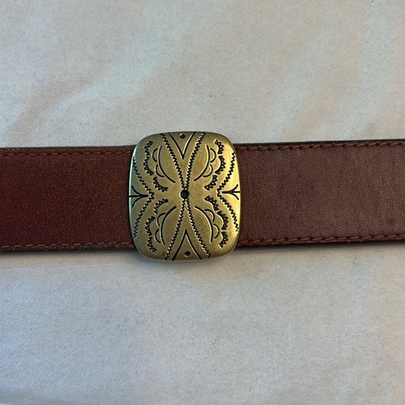 Brighton Brown Leather Belt with Gold Accents - Picture 7 of 8